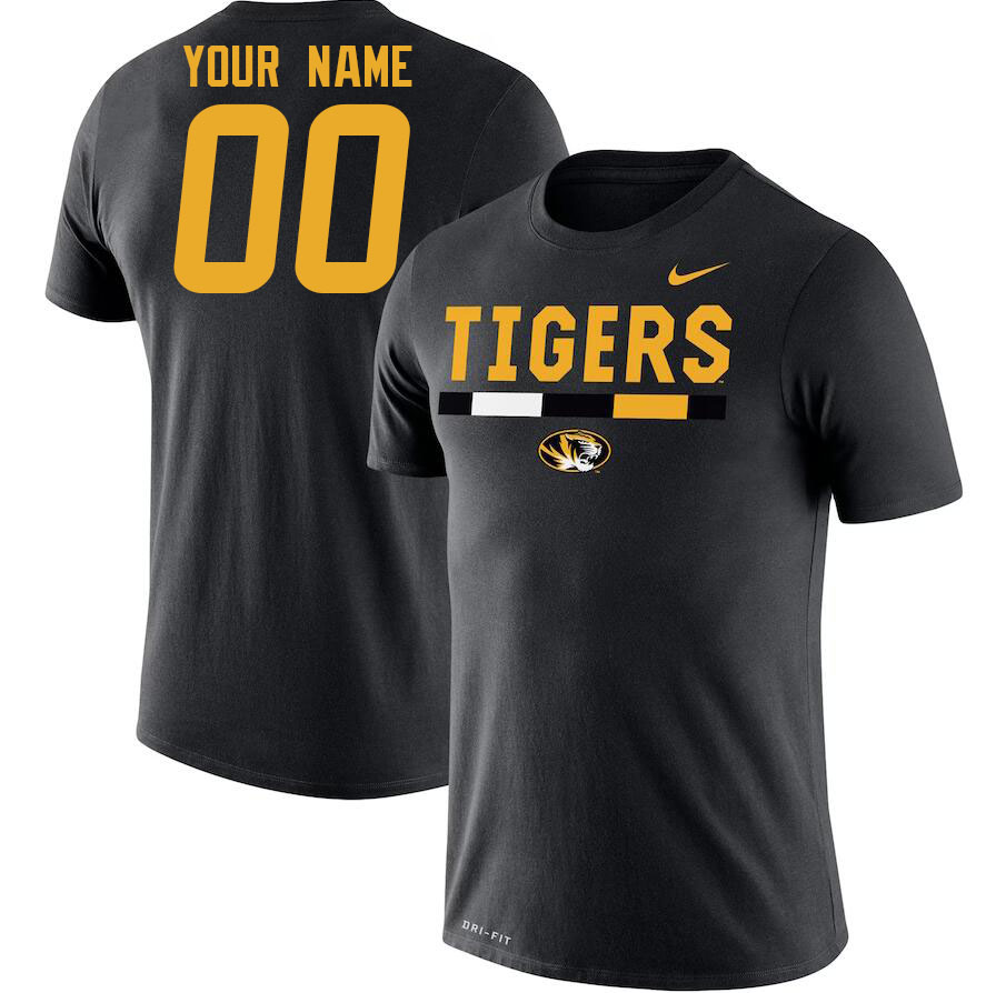 Custom Missouri Tigers Name And Number College Tshirt-Black